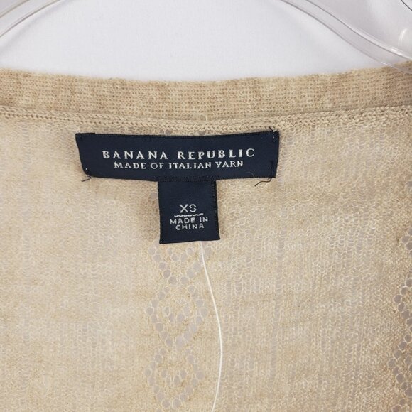 Banana Republic Xs Cardigan Knit Alpaca Wool blend Lightweight Tan Cream Sweater - Picture 6 of 16
